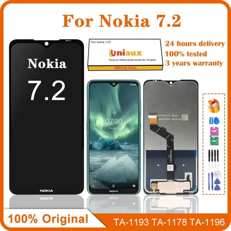 6.3" Original For Nokia 7.2 LCD Display TA-1196 LCD Touch Screen