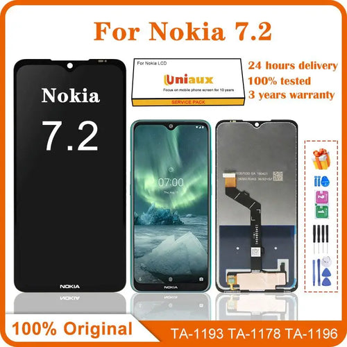 6.3" Original For Nokia 7.2 LCD Display TA-1196 LCD Touch Screen