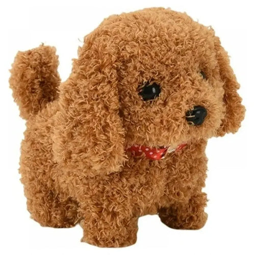 Walking Dog Toy 5.9 Inch Tall Cute Barking with Bell and Puppy Leash