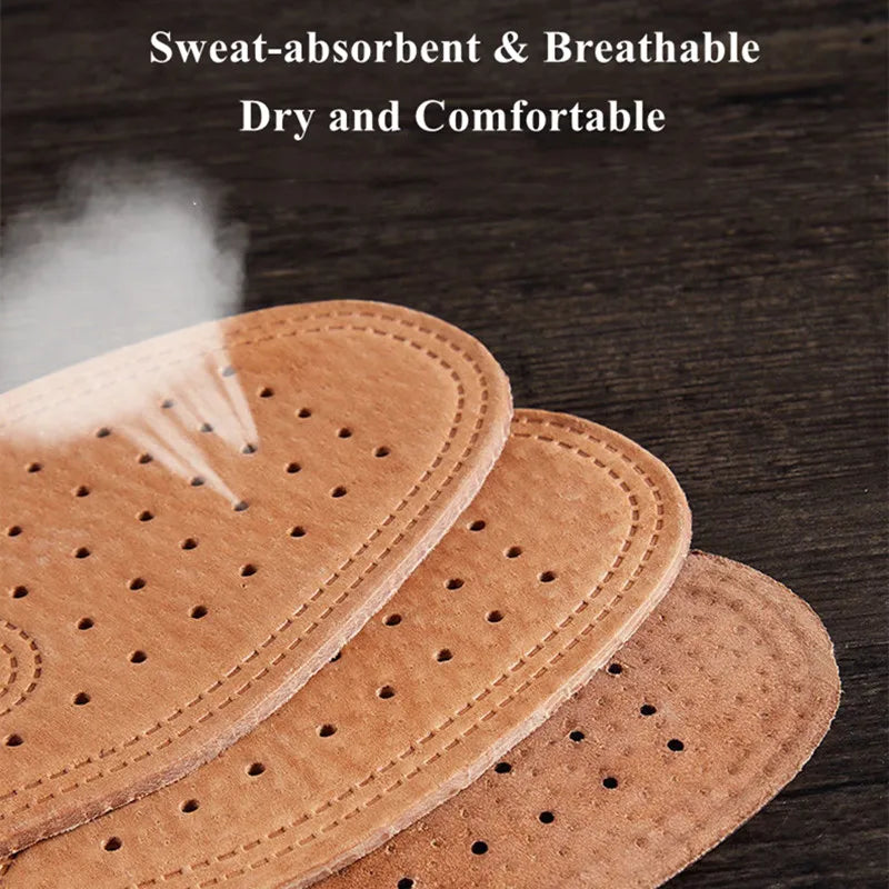Real Cowhide Insole Leather Shoes Boots Shoe Inserts Soft Breathable