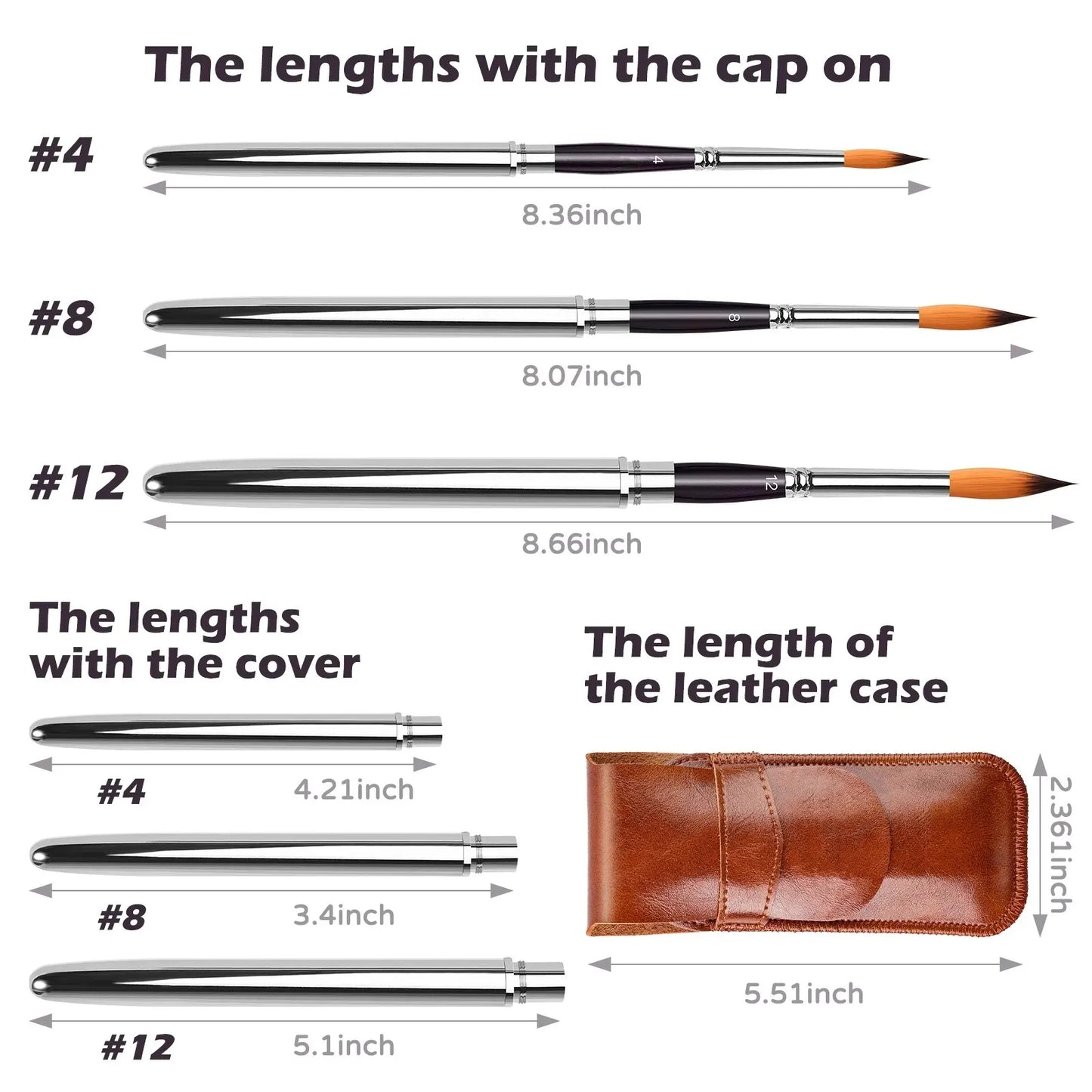 Travel Watercolor Brushes, Round Extra Long Synthetic Sable Pocket