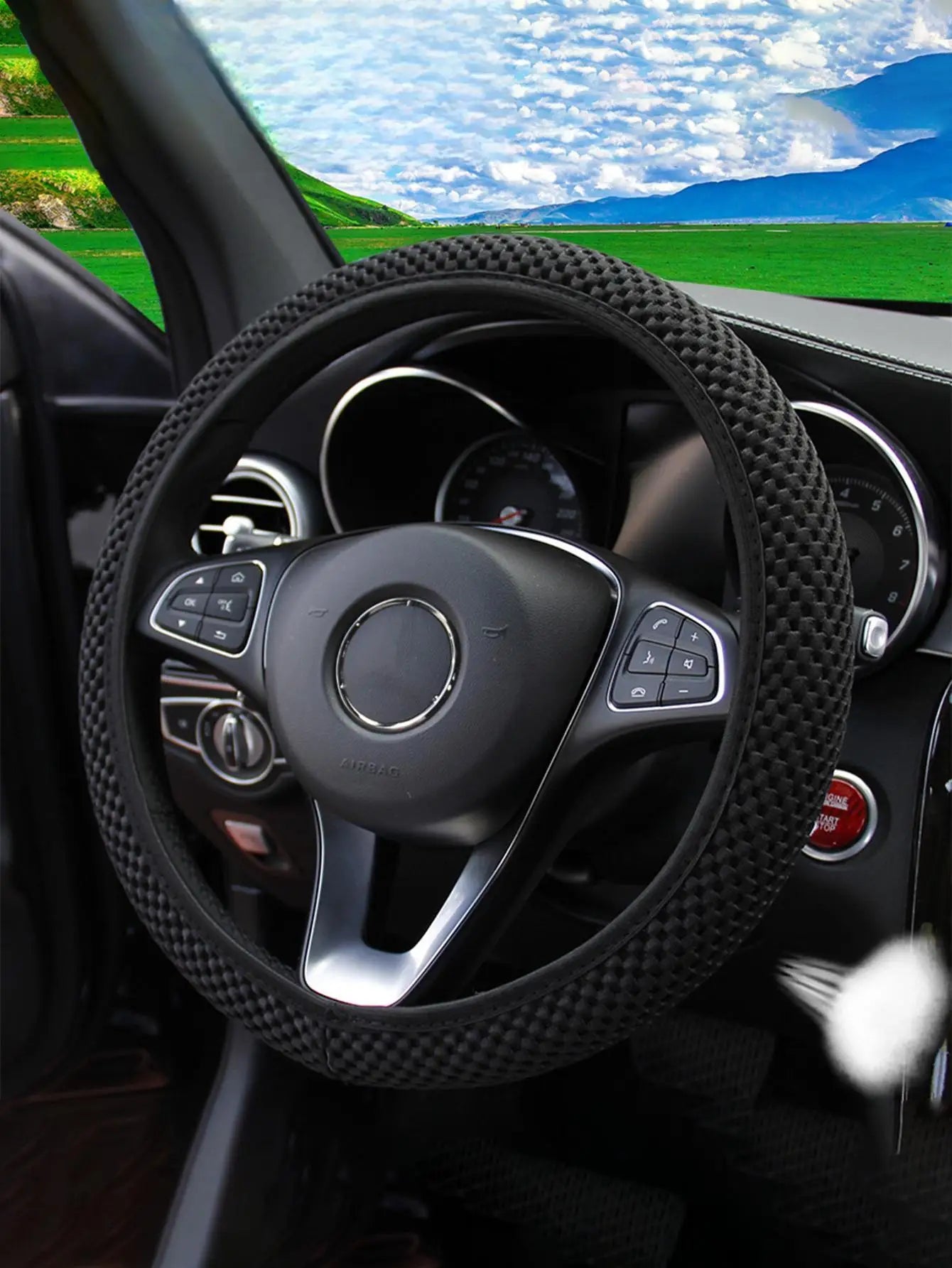 1PC Ice Silk Car Steering Wheel Cover Suitable for All Cars and All