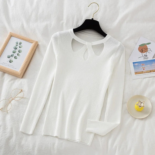 2024 Autumn Hollow Out Sexy Women Sweater Fashion Winter New Vintage