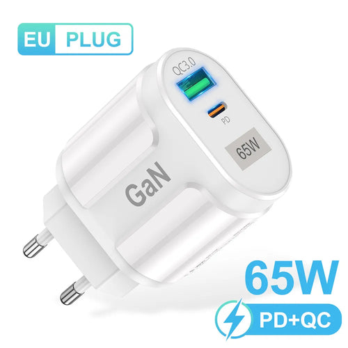 USLION 65W GaN USB Charger AU EU US UK Plug Fast Charging Tablet