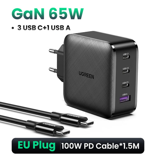 UGREEN 65W GaN Charger Quick Charge 4.0 3.0 Type C PD USB Charger with
