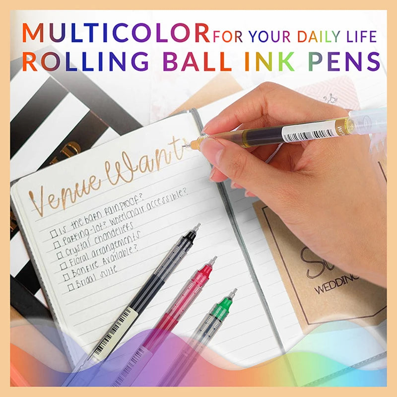10 Colors Straight liquid Gel Pen Quick-drying Large-capacity Colorful