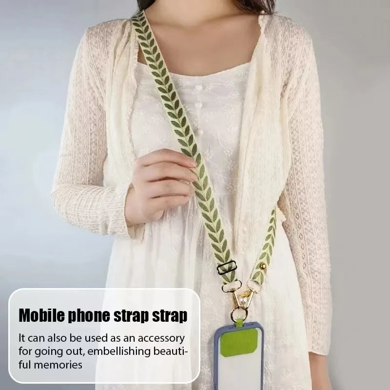 Adjustable Crossbody Long Mobile Phone Lanyard Wide Cloth Anti-Lost
