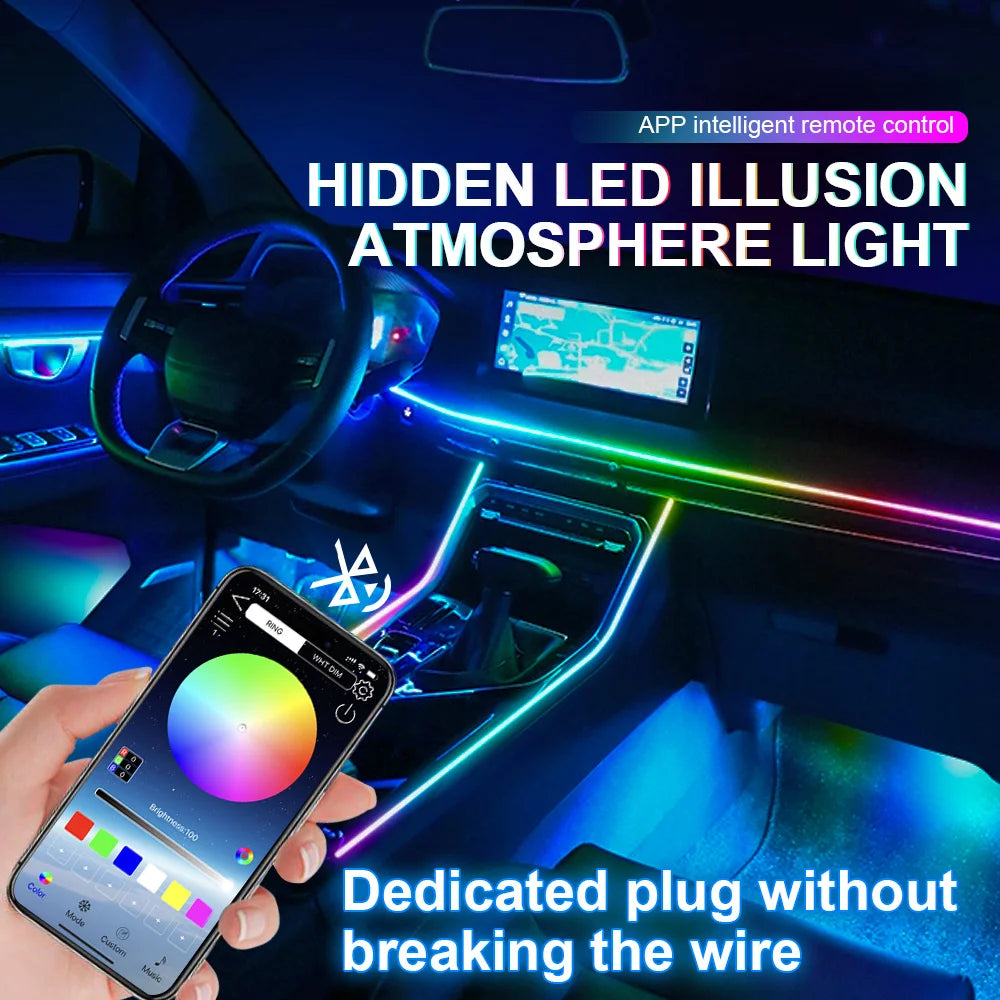 6/10/14/18 in 1 Led Car Ambient Lights RGB 213 64 Color Acrylic Strips