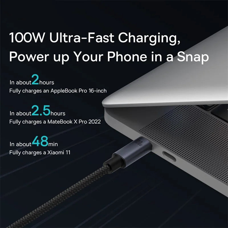 Baseus USB Cable For iPhone15 Pro PD100W USB C to Type C Fast Charger