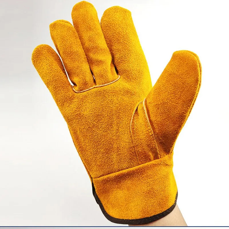 Men Work Gloves Soft Cowhide Driver Hunting Driving Farm Garden