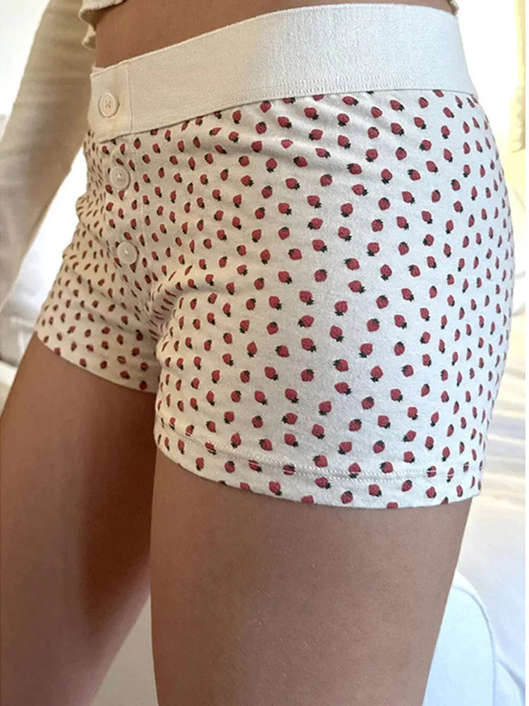 Casual Women Soft Cotton Front Buttons Shorts Summer Vintage Low Waist