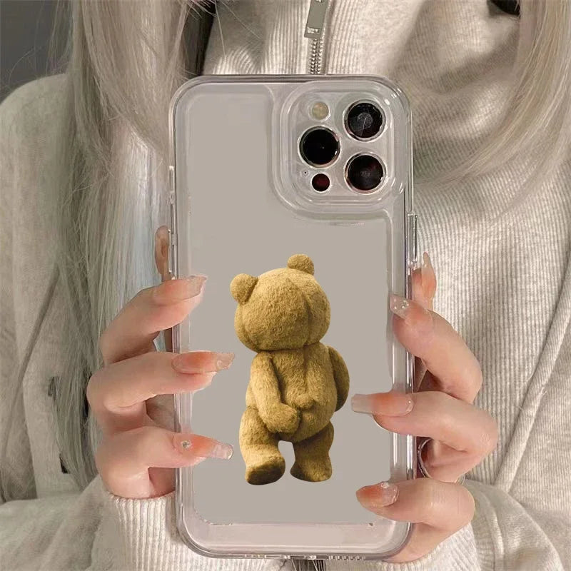 Teddy Bear Couple Cartoon Phone Case For iPhone 15 14 13 12 11 Pro Max