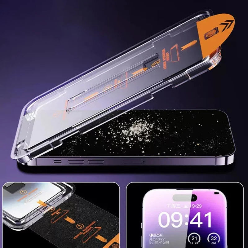 Premium Tempered Glass For iPhone 16 15 Pro Max Dust Free Screen