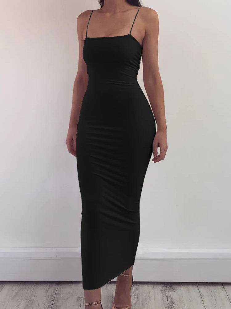 2025 New Spring Summer Women's High Elastic Sleeveless Backless Dress