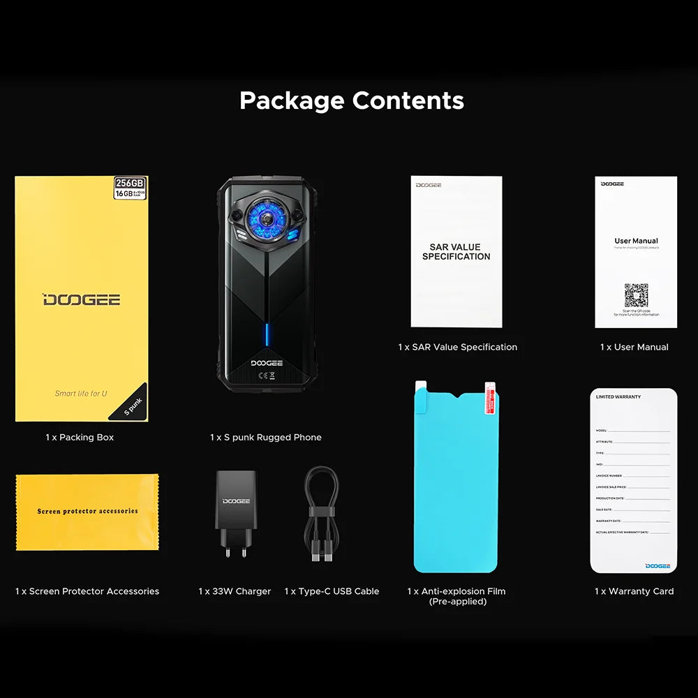 Global Version DOOGEE S Punk Rugged Phone Android 14 6.58" 60Hz 34mm