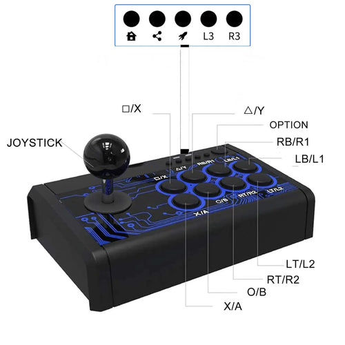 DOBE 7 In1 USB Arcade Fight Stick Street Fighting Joystick Controller