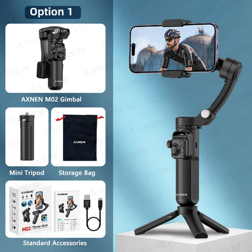 AXNEN M02 Gimbal Smartphone Stabilizer 3-Axis Anti-shake Video Record