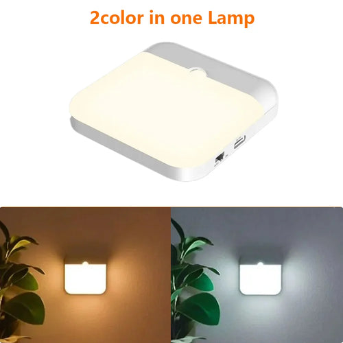 Motion Sensor Led Light Usb TYPE-C Charging Square Lamp for Bedroom