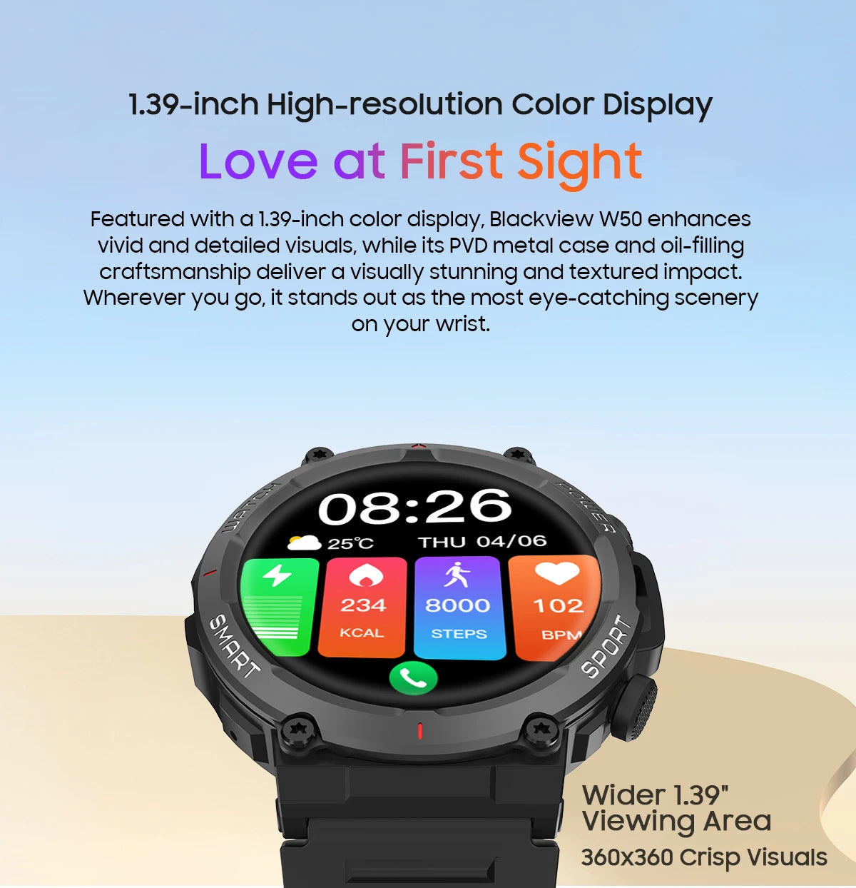 Blackview NEW Smart Watch W50 Waterproof Smart Watch New Version Men