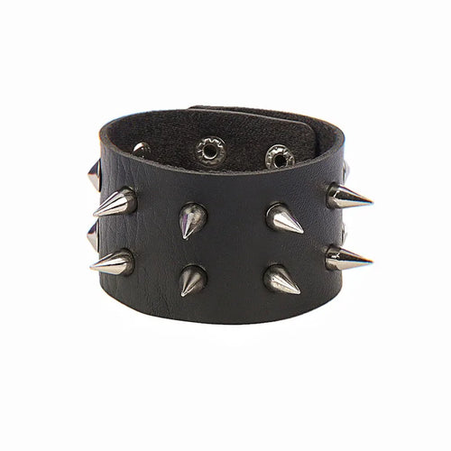 2022 PU Leather Studded Bracelet Punk Bracelet Adjustable Goth Cuff