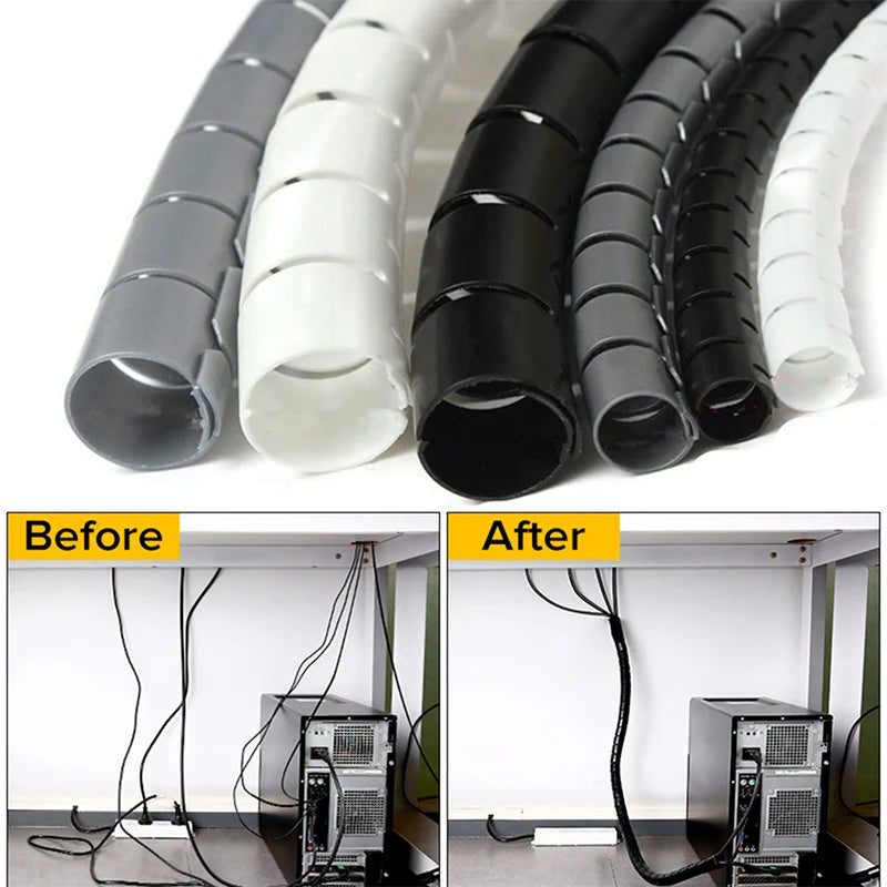 2M 16mm Flexible Spiral Cable Wire Protector Cable Organizer Computer