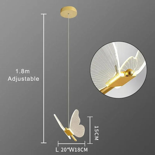 Nordic Butterfly Led Pendant Lamp Bedside Staircase Bedroom Hanging