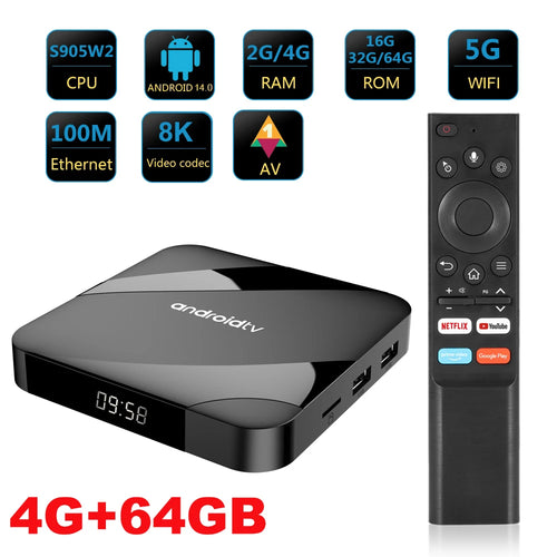 Android 14.0 Smart TV Box 8K HD Smart TV Set-top Box AV1 Dual-WIFI BT