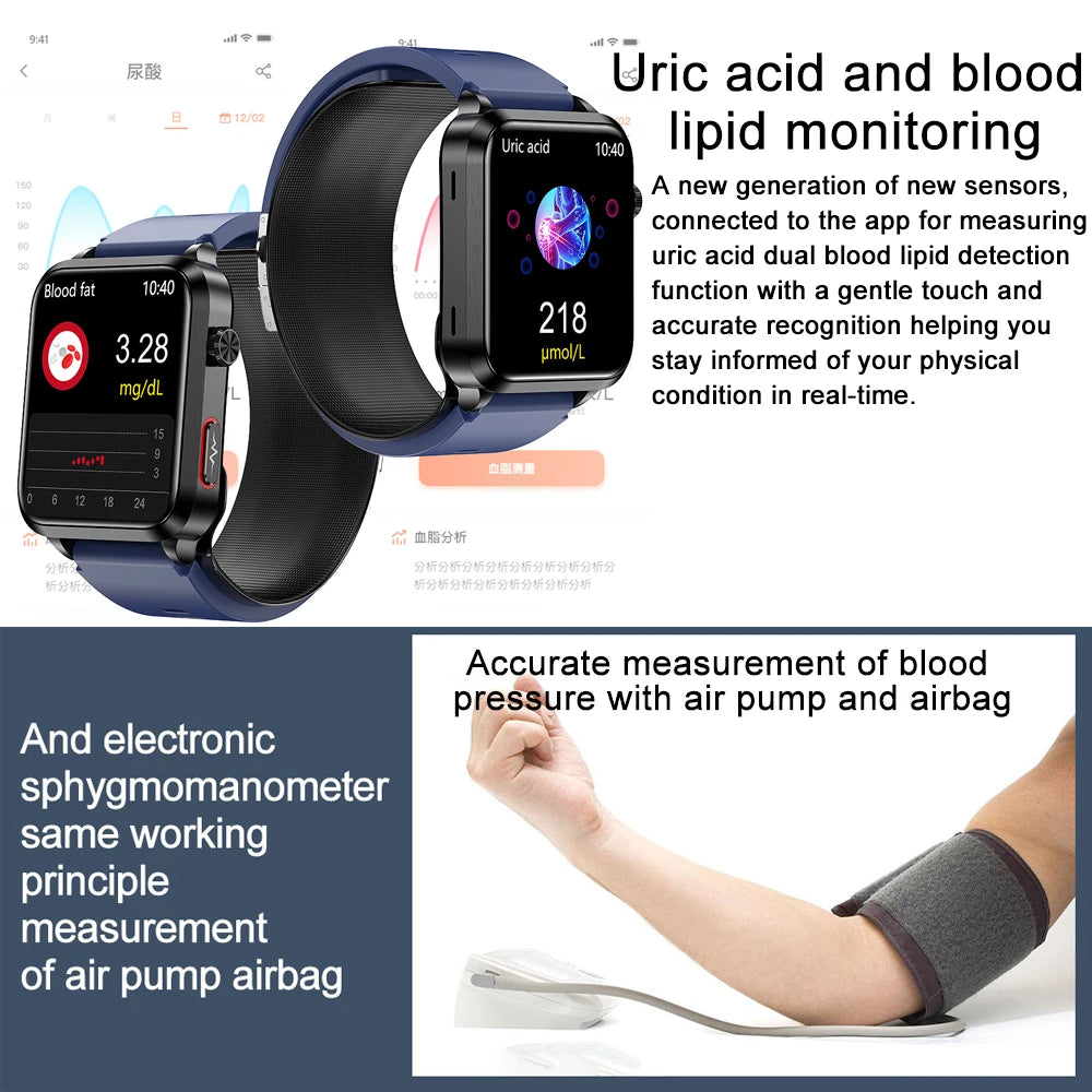 2024 New Medical Grade Smart Watch air Pump ECG True Accurately Blood
