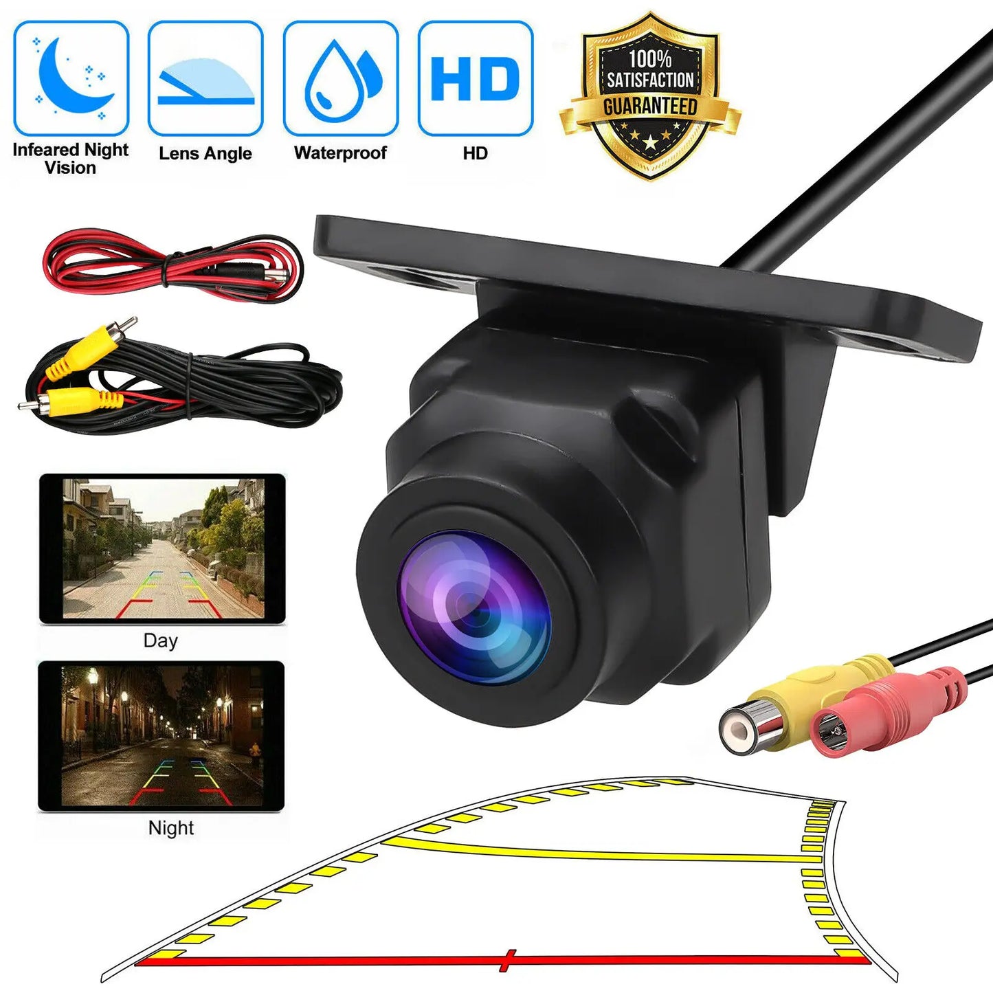 Car Rear View Reverse HD Backup Camera Parking Guideline Night Vision