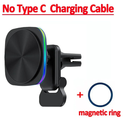 30W RGB LED Magnetic Wireless Charger Car Phone Holder Stand Car Mount
