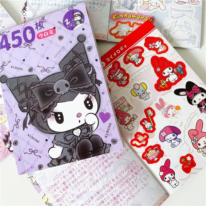 450Pcs Sanrio Kuromi Hello Kitty Sticker Book My Melody Goo Card