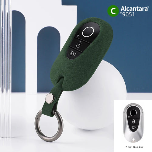 Alcantara Car Key Case Cover Holder Key Shell Buckle For 2023 Mercedes