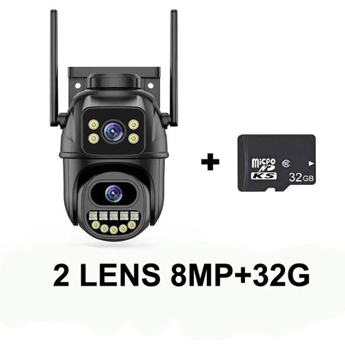 6K 12MP ICSEE Wifi Security Camera 3 Lens Dual Screen 8X Zoom Outdoor