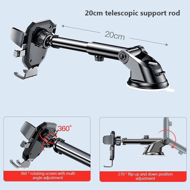 Car Phone Mount Long Arm Suction Cup Sucker Car Phone Holder Stand