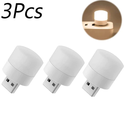 1/10Pcs Mini USB Night Light Warm White Eye Protection Book Reading
