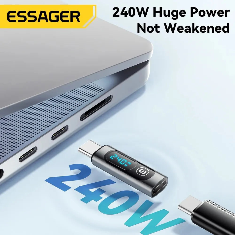Essager USB 2.0 OTG Adapter 240W Fast Charging USB C To Type C Display