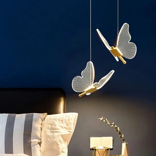 Nordic Butterfly Led Pendant Lamp Bedside Staircase Bedroom Hanging