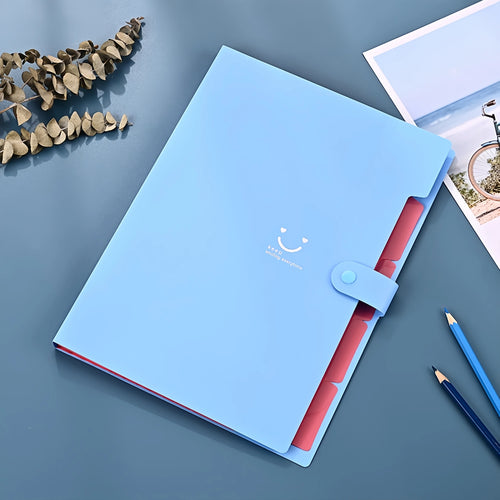 New Minimalist Accordion Bag For Cute And Smiling File Storage, With