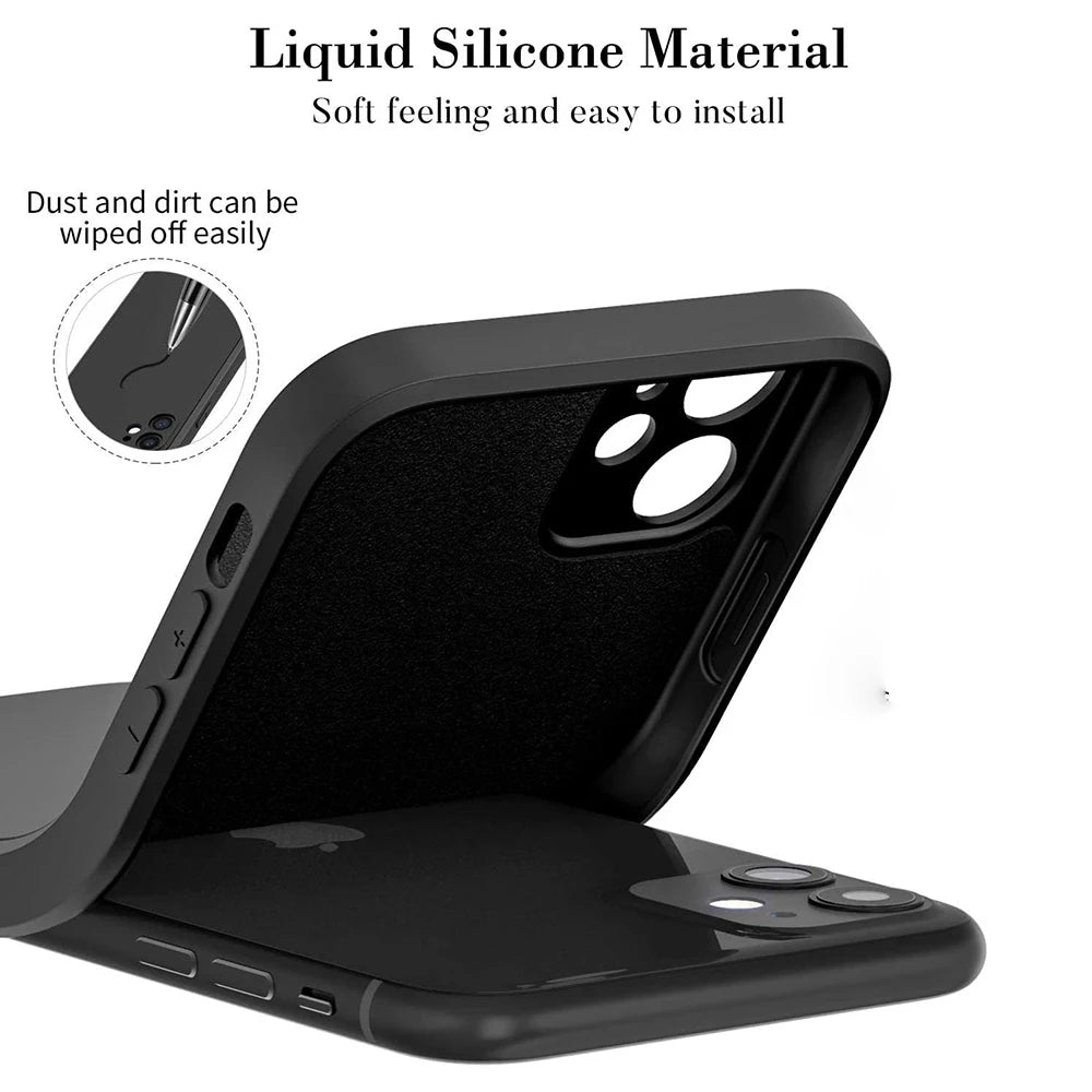Black Shockproof Silicone TPU Phone Case For Iphone 11 12 13 14 15 Pro