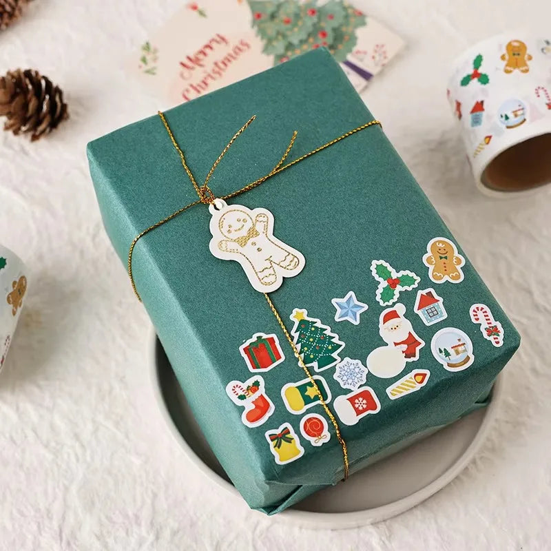 300PCS New Christmas Stickers Roll Small Children Stickers Cute Kawaii