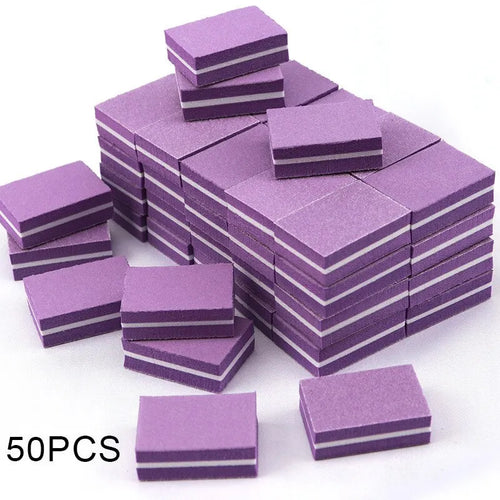 50pcs Double Sided Mini Nail File Block Sanding And Polishing Nail