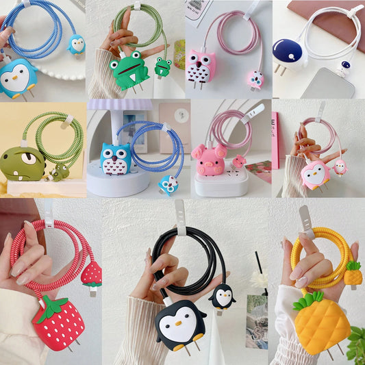 4pcs Cute Charging Data Cable Protector For iPhone 18/20w Charger