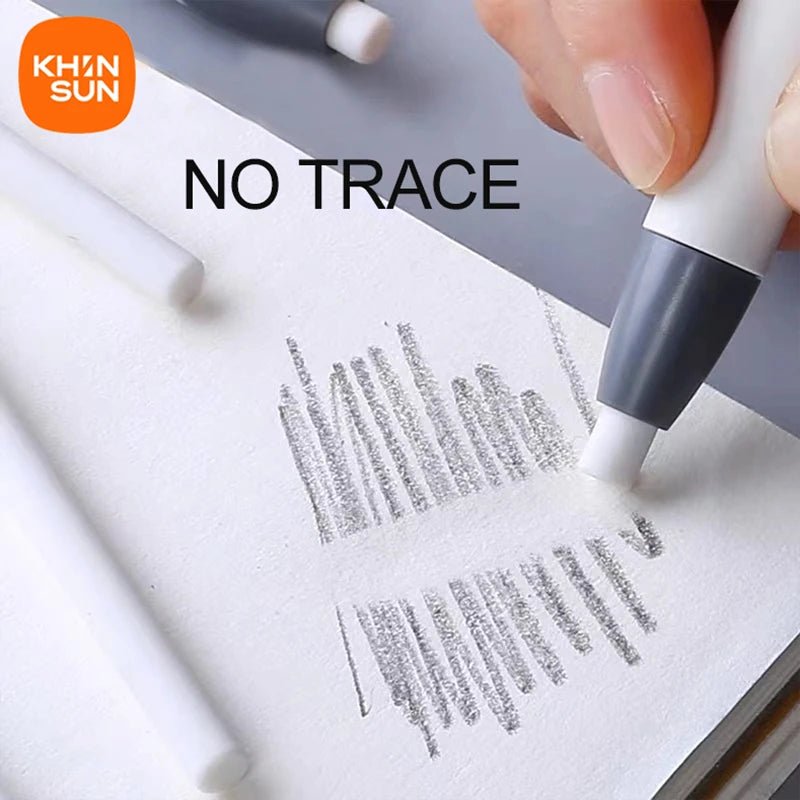 KHINSUN Press Retractable Pencil Eraser Correction Supplies Pen Style