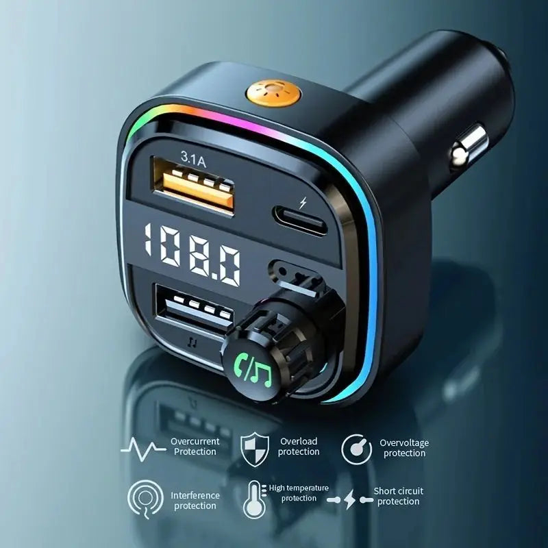 Bluetooth 5.0 FM Transmitter Handsfree Car Radio Modulator MP3 Player