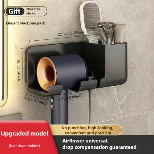 1pc Non perforated household hair dryer holder, hair dryer storage