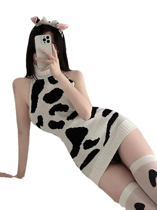 Sexy Underwear Cow Sweater Buttocks Mature Charm Elegant New Backless