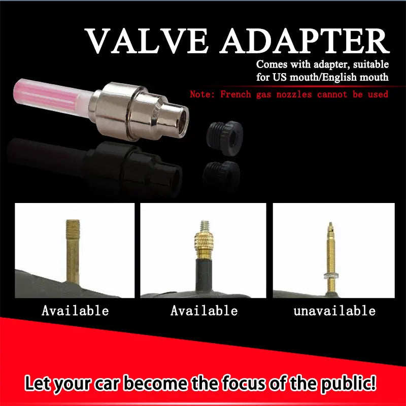 4Pcs Motorcycle Car Bicycle Tire Valve Caps Light LED Valve Cover Neon