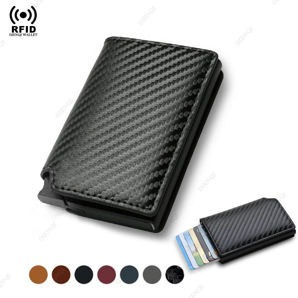 Rfid Aluminum Men Wallet Card Holders Purse Carbon Fiber Men Business
