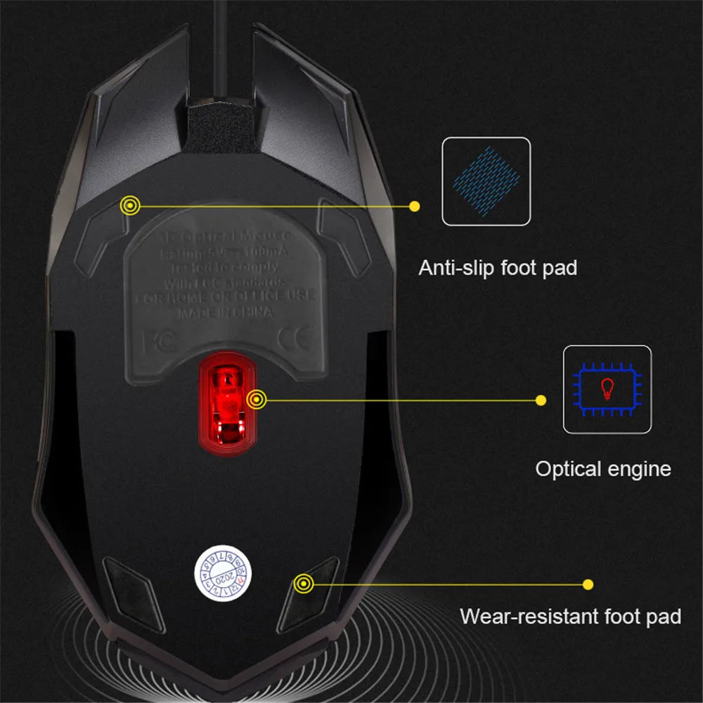 E-Sports USB Wired Mouse Colorful LED Gaming Mouse 5000 DPI Wired Mice