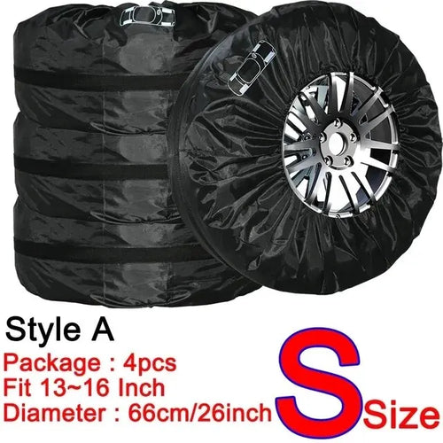 AD Universal 4Pcs Spare Tire Cover Case Polyester Car Tyre Storage